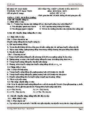 Đề kiểm tra chất lượng Vật lí lớp 10 - Năm học 2012-2013 - Sở GD & ĐT Bình Thuận